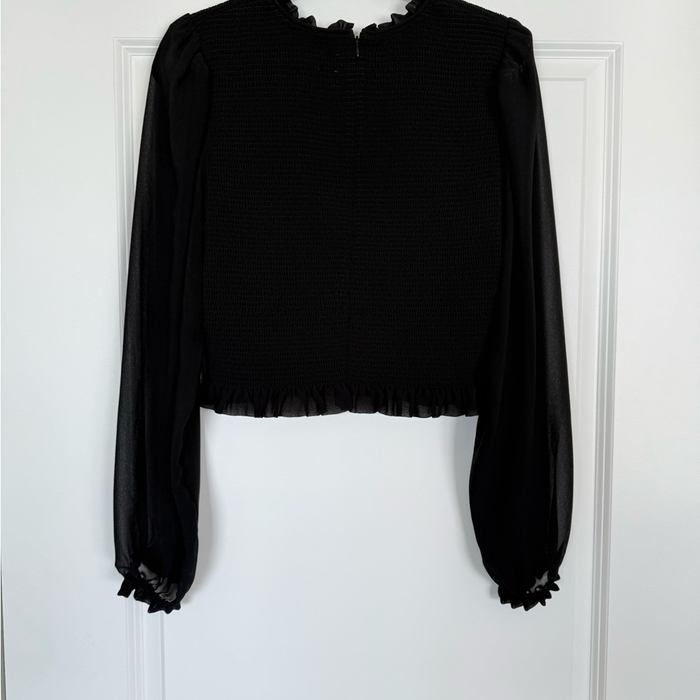 Wilfred Black Puff Sleeve Crop Blouse